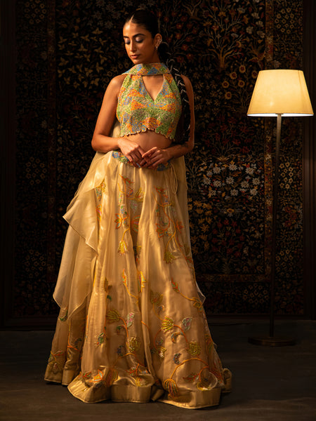 Multi beadwork lehenga