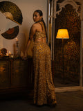 Gold net sharara with sequin work