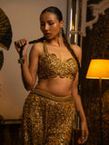 Gold net sharara with sequin work