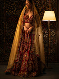 Red velvet bridal lehenga
